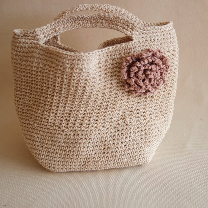 Wool knitted clutch bag handmade gift hydrangea/fireworks small hand-held white Linen handbag - Handbags & Totes - Other Materials White