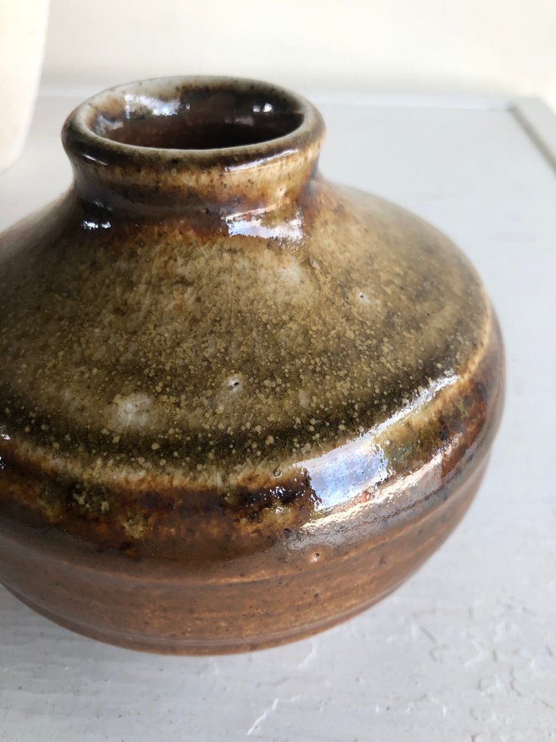 柴燒花器 自然落灰 手工製作 花瓶 擴香瓶 陶藝陶器 - 花瓶/花器 - 陶 咖啡色