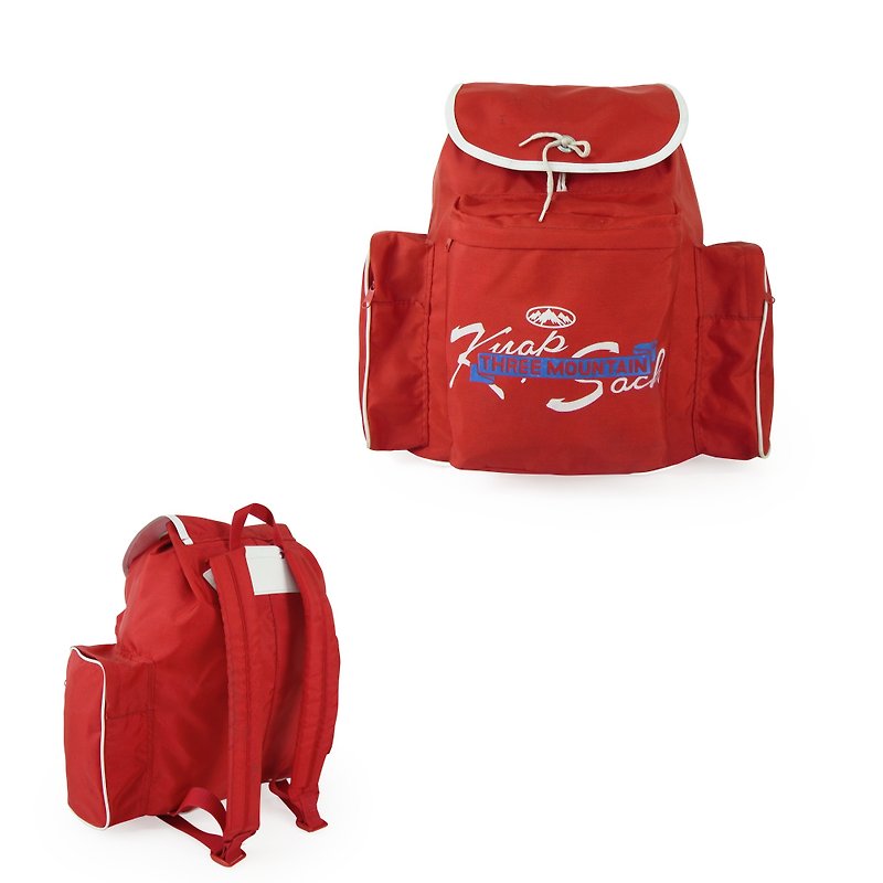 A‧PRANK :DOLLY :: Vintage VINTAGE Red Nylon Backpack (B807018) - กระเป๋าเป้สะพายหลัง - วัสดุกันนำ้ สีแดง
