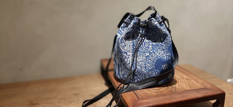 AMIN'S SHINY WORLD custom-made ethnic style jacquard small bucket hand shoulder bag - Drawstring Bags - Cotton & Hemp Multicolor