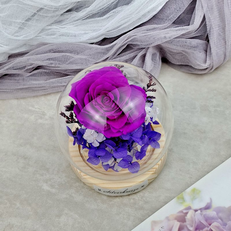 Immortal Flower Glass Cover Bestie Gift Mother’s Day Immortal Rose Valentine’s Day Gift PF-033 - Dried Flowers & Bouquets - Plants & Flowers Purple