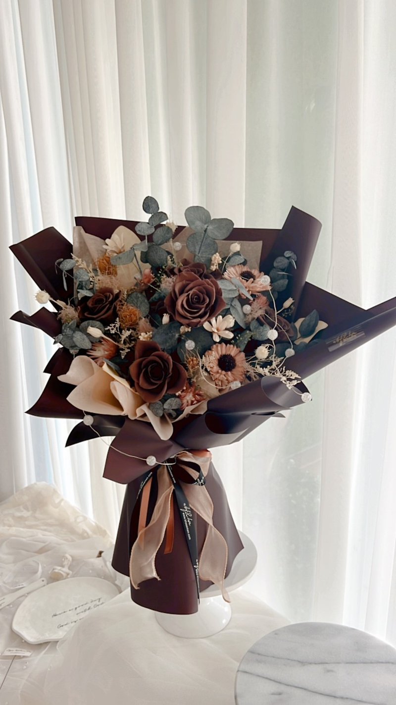 wbfxhm/ Maillard Bouquet Smoked Chocolate Permanent Rose Bouquet - Dried Flowers & Bouquets - Plants & Flowers 