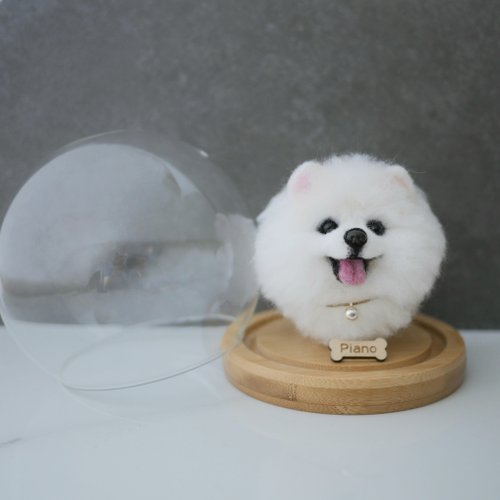 白いポメラニアンのオーダーメイド羊毛フェルト ペットオーダー