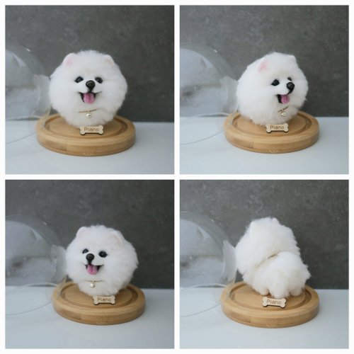 白いポメラニアンのオーダーメイド羊毛フェルト ペットオーダー