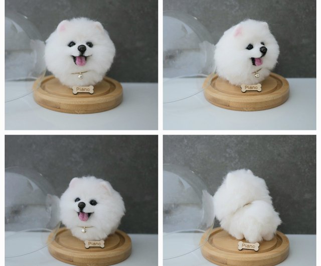 白いポメラニアンのオーダーメイド羊毛フェルト ペットオーダー