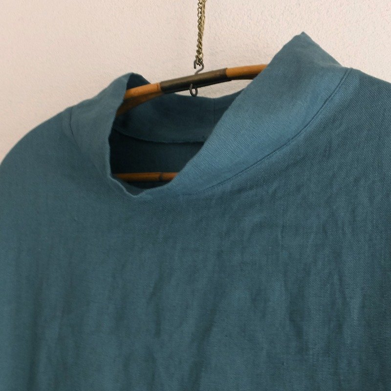 Dolman linen dress - ชุดเดรส - ผ้าฝ้าย/ผ้าลินิน สีน้ำเงิน