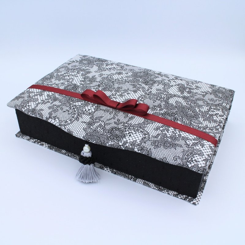 French Chic Elegant Classic Ribbon Lace Tassel Show Storage Book Type Accessory Case Box Accessory Storage Letter Case Wallet Bed - Storage - Cotton & Hemp Black