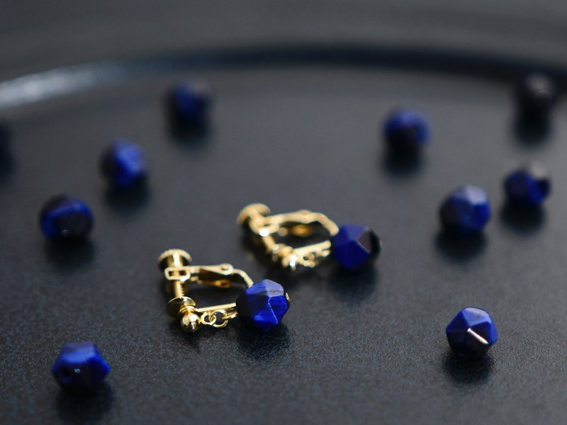 【ピアス・イヤリング】深海の結晶・1粒 - 耳環/耳夾/耳骨夾 - 半寶石 藍色