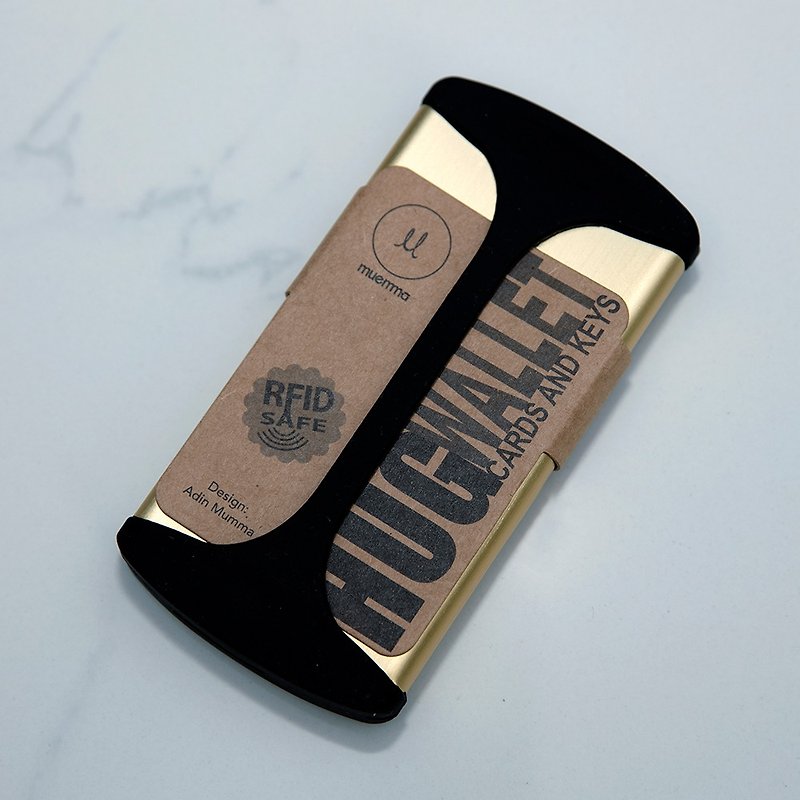 Wallet - Hug gold aluminum and black silicone case - กระเป๋าสตางค์ - อลูมิเนียมอัลลอยด์ สีทอง