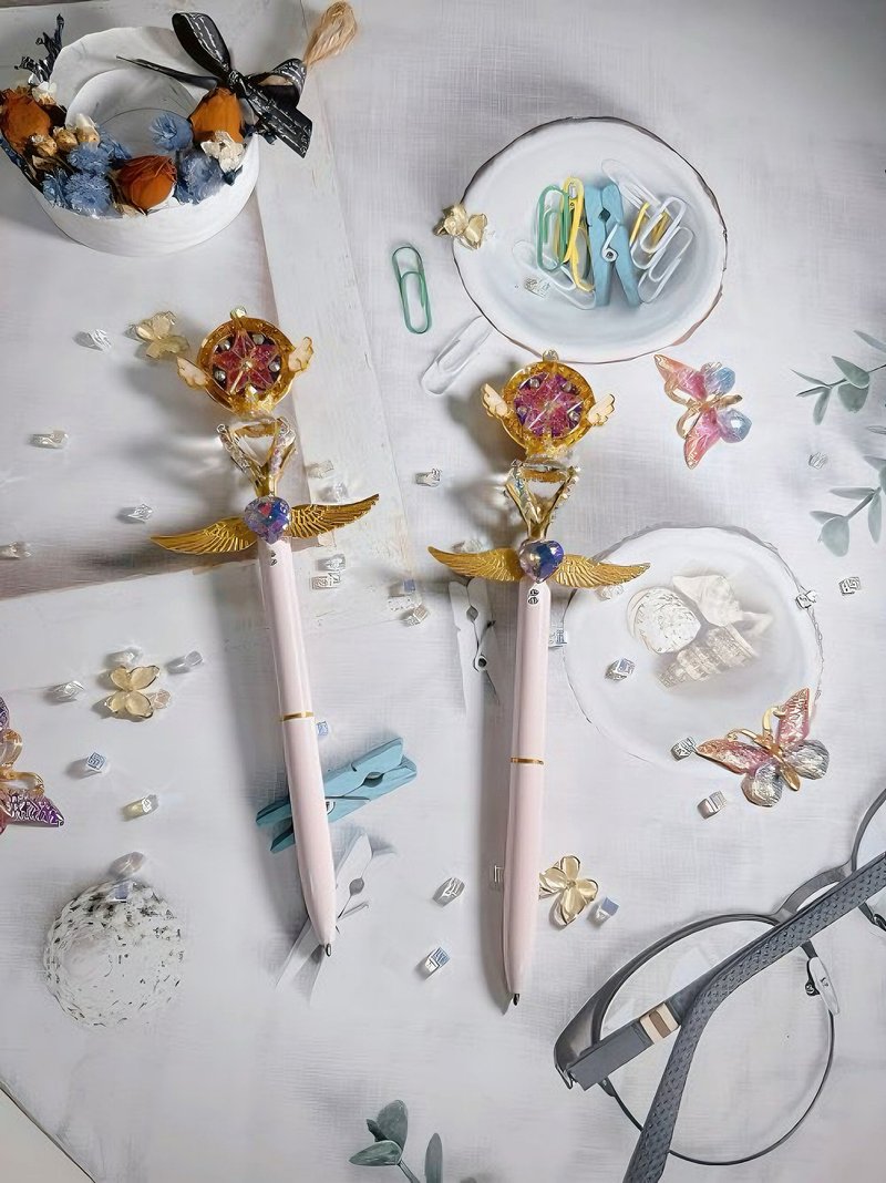 手工黏鑽筆手工製作的魔法盤圓珠筆 - 原子筆/中性筆 - 寶石 粉紅色