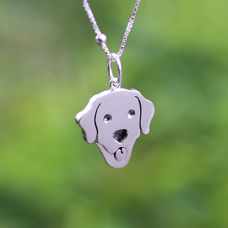 925 Sterling Silver【Labrador Retriever －Dog cut silhouette Necklace 】 - สร้อยคอ - เงินแท้ สีเงิน
