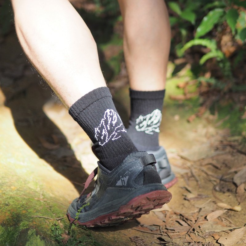 Forest trail Hiking Socks- Jade Moutain Pattern - ถุงเท้า - ขนแกะ 