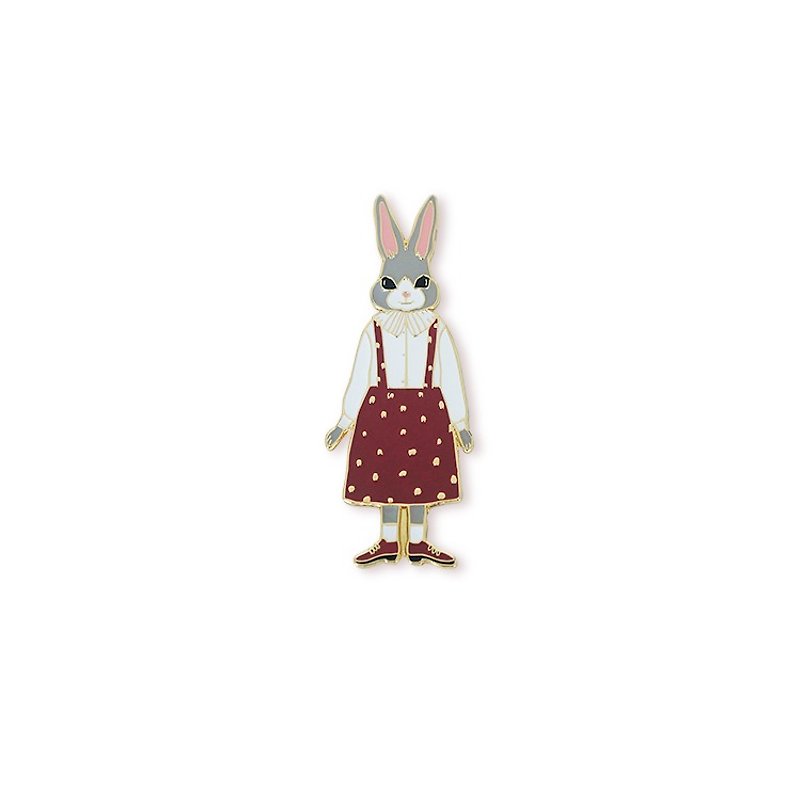 Miss Rabbit Brooch Badge Rabbit Town Series - เข็มกลัด - โลหะ 