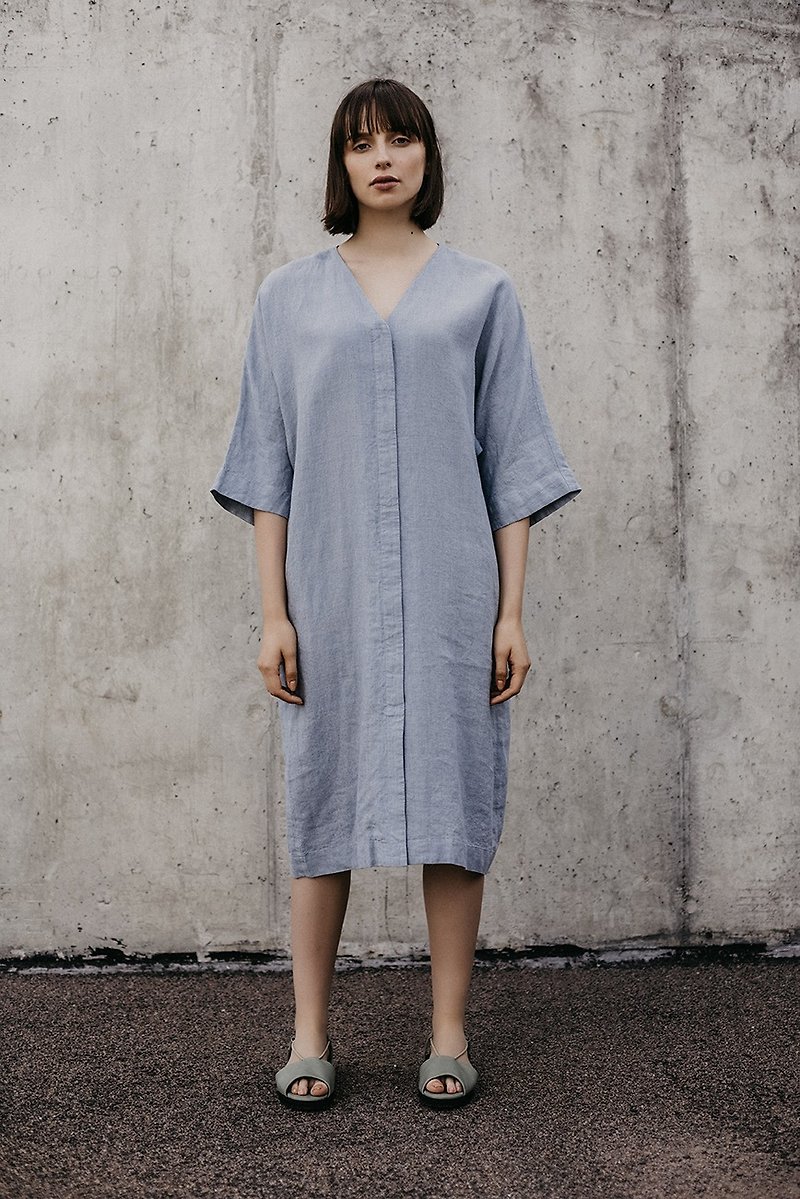 Linen Dress Motumo – 18S5 - 洋裝/連身裙 - 亞麻 