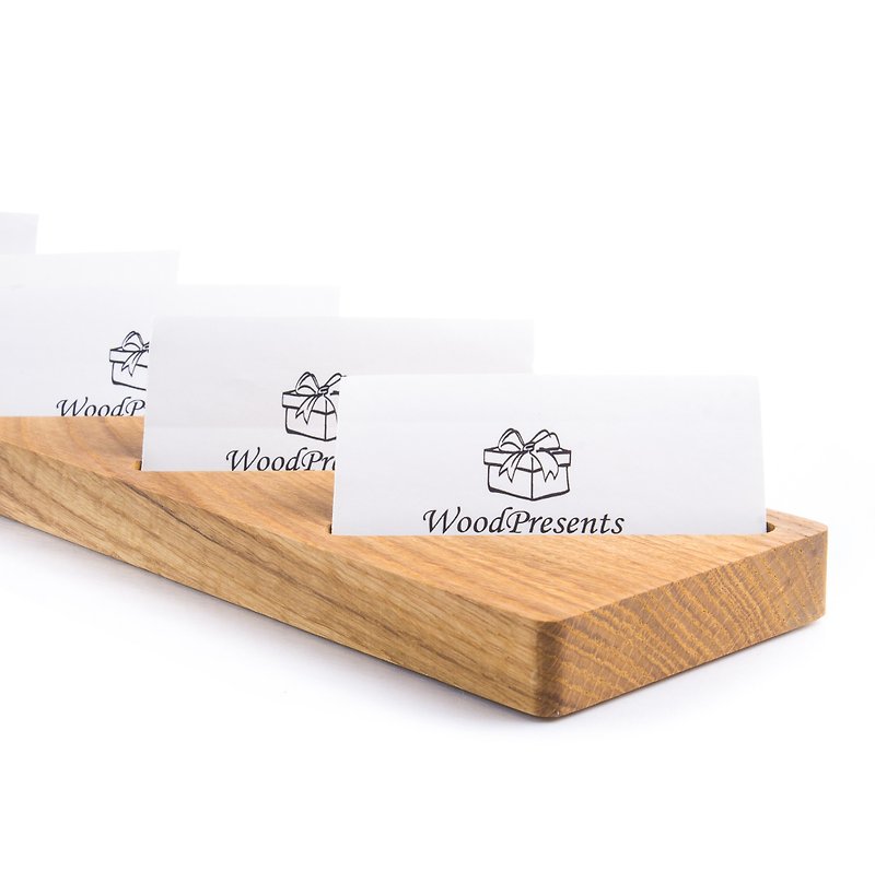 Multiple business card holder Wooden desk organizer Coworker gift idea - ที่ตั้งบัตร - ไม้ 