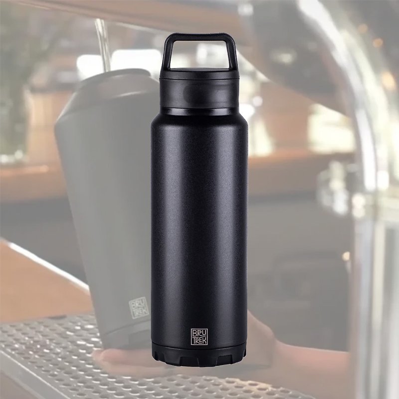 Planetary Design Double Cap Vacuum Thermos Bottle BruTrekker Bottle GR1732 - Coffee Pots & Accessories - Stainless Steel Black