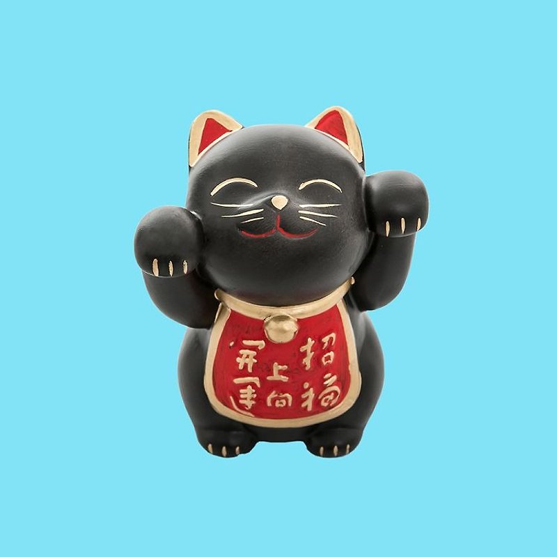Japanese sunart gold storage box - black cat (large) - กระปุกออมสิน - เครื่องลายคราม 