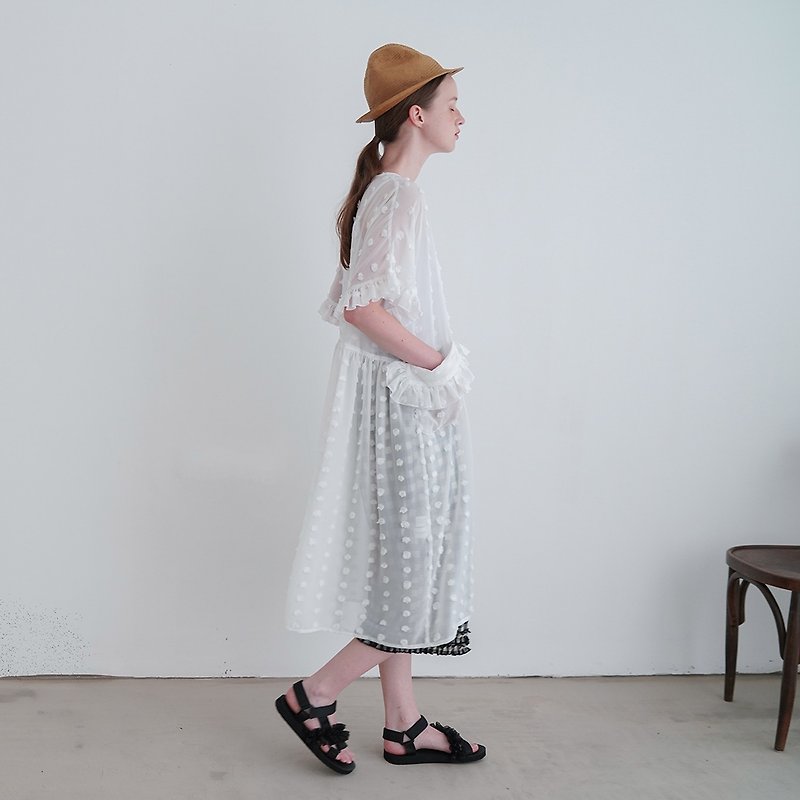 白色雪紡輕透罩衫 - imakokoni - 洋裝/連身裙 - 其他材質 透明
