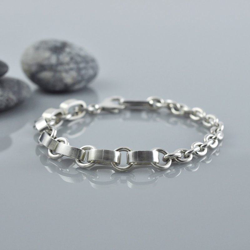 Sterling Silver Mix Link Bracelet,SV925 - Bracelets - Sterling Silver 