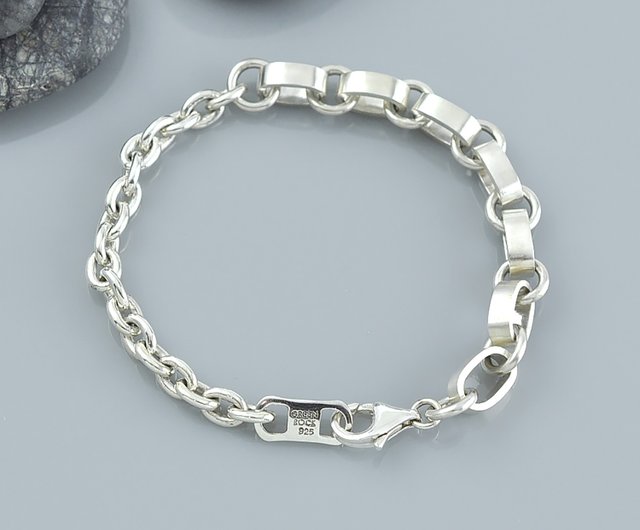 Sterling Silver Mix Link Bracelet,SV925 - Shop GreenRock Jewelry