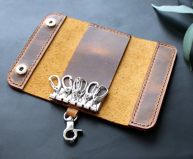 Real Leather key case leather key holder leather key wallet for 6 keys key  chain - Shop Anger Refuge Keychains - Pinkoi
