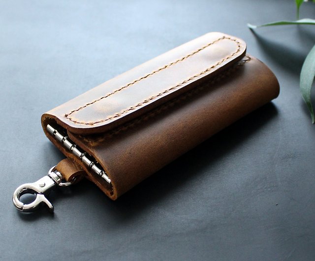 Real Soft Milled Leather Key Case Holder with 6 Hooks Wallet 7 Colours Available 