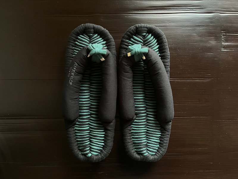 【FLIP TEE FLOP】24cm Cloth  sandal slippers Japanese Nuno zori - รองเท้าแตะในบ้าน - ผ้าฝ้าย/ผ้าลินิน สีเขียว