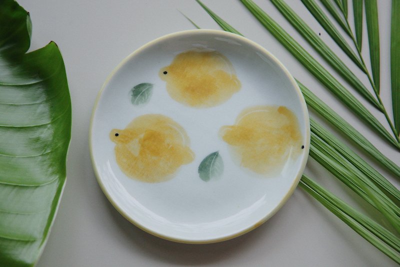 檸檬白瓷小陶瓷餐具器皿手工製作手繪原畫原創獨家 - 盤子/餐盤/盤架 - 瓷 