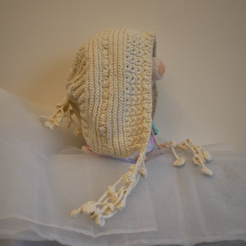 crochet hat - หมวก - ผ้าฝ้าย/ผ้าลินิน ขาว