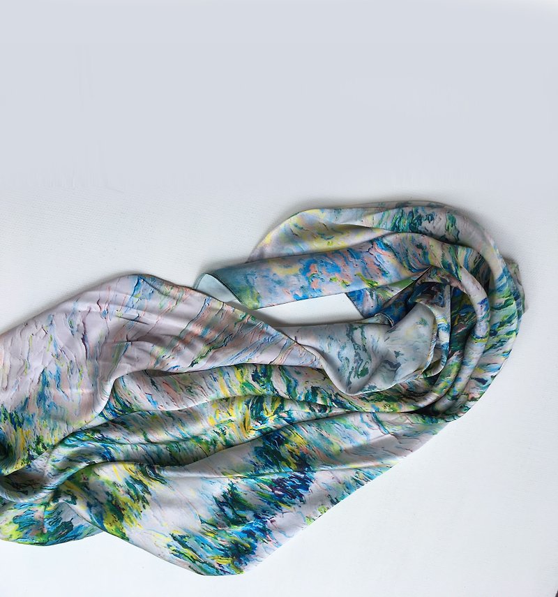 Water scarf water 潋 灧 水 - Scarves - Silk 