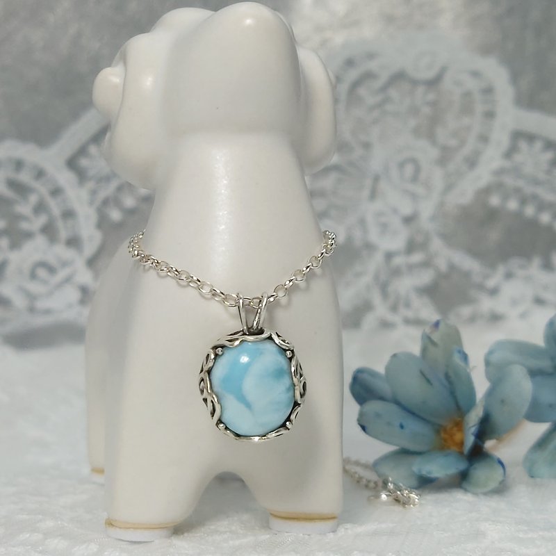 Pendant, Necklace, Larimar, Sterling Silver, Handmade Jewelry - Necklaces - Gemstone Blue
