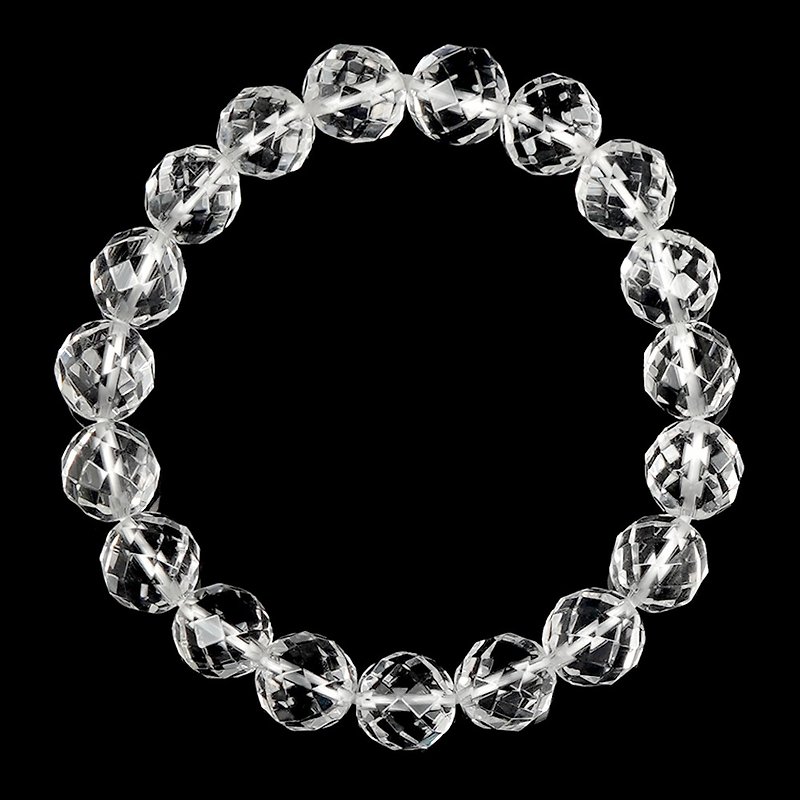 【Zhengjia Jewelry】ホワイト水晶トップダイヤモンドカット角10mmホワイト水晶ハンドビーズ - ブレスレット - クリスタル 透明