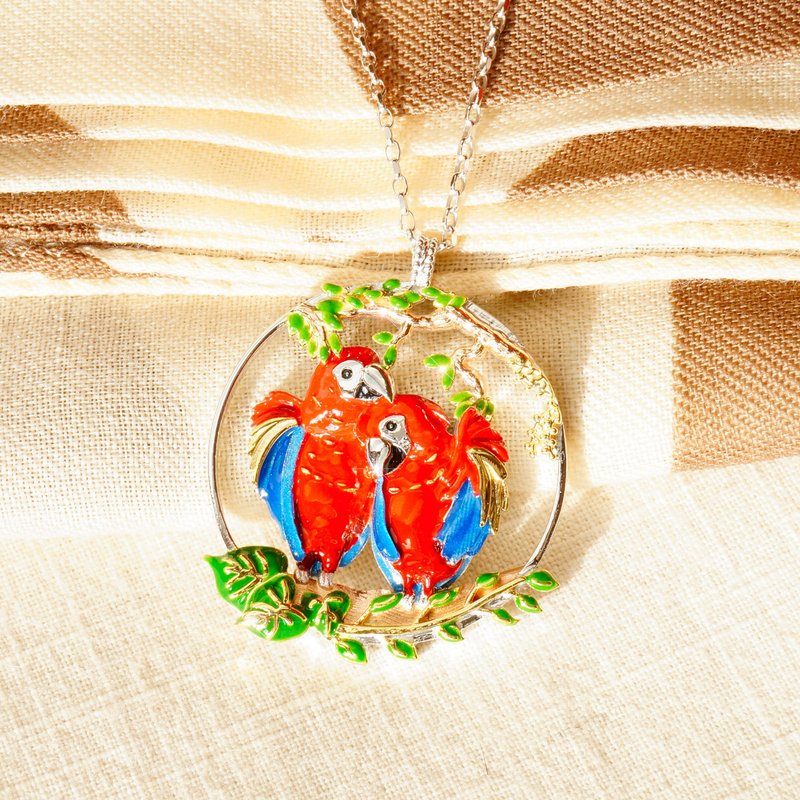 Parent-child jewelry turns children's pictures into necklace pendants three-dimensional enamel - Necklaces - Sterling Silver Red