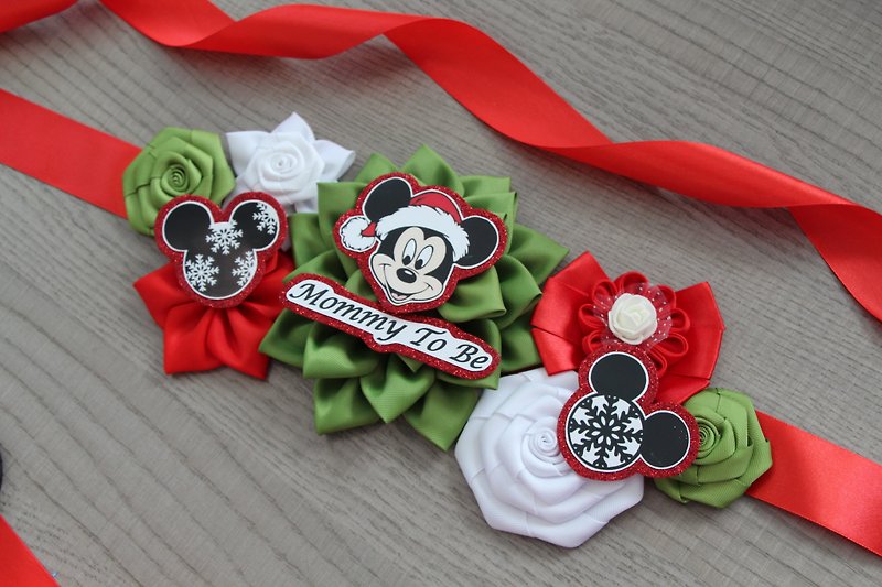 Mickey Mouse maternity sash Disney baby shower It's a boy Gender Christmas pin - เข็มขัด - โลหะ สีดำ