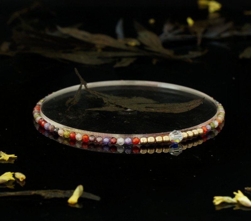 Superfine 1/20 14K Gold Filled Rainbow Zircon Bracelet - สร้อยข้อมือ - เครื่องเพชรพลอย 