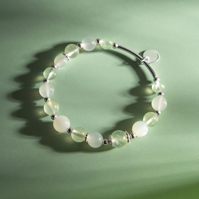 Prehnite Stone 925 Silver crystal bracelet - Bracelets - Crystal Green