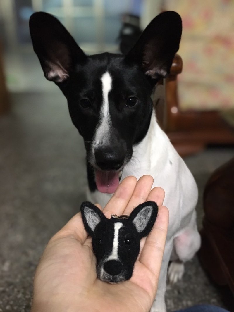 客製大頭鑰匙圈-米克斯狗 - 鑰匙圈/鑰匙包 - 羊毛 