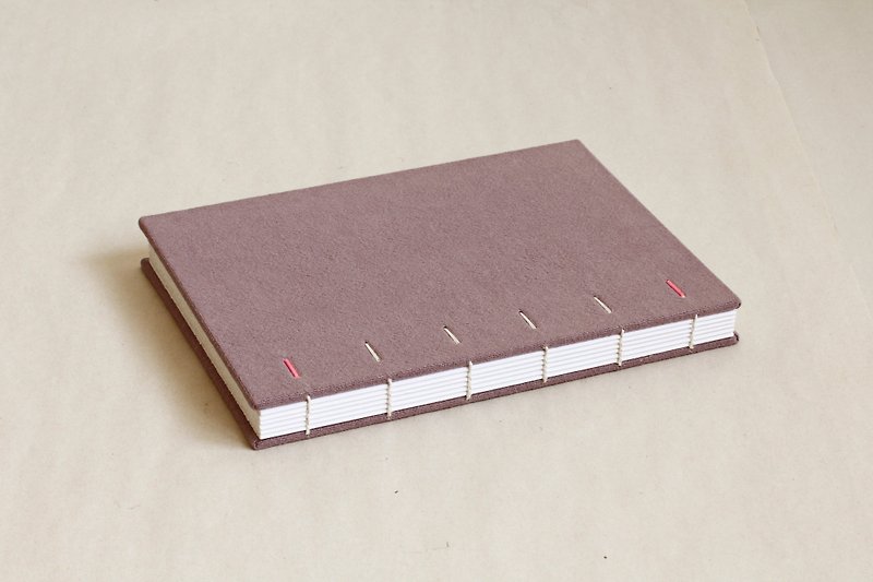Hardcover Notebook in Dark Rose Fabric Cloth- Coptic Bound (the hidden diagonal stitch) - สมุดบันทึก/สมุดปฏิทิน - กระดาษ สึชมพู