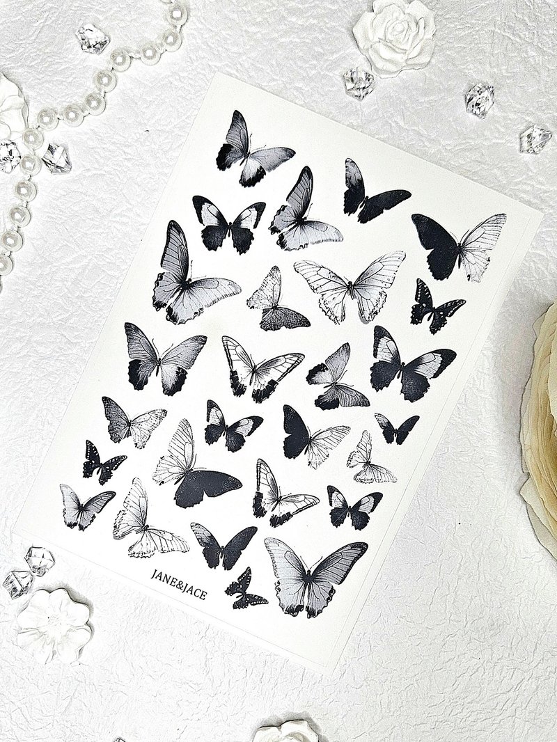 Mono Antique Butterfly Transparent Sticker - 貼紙 - 其他材質 
