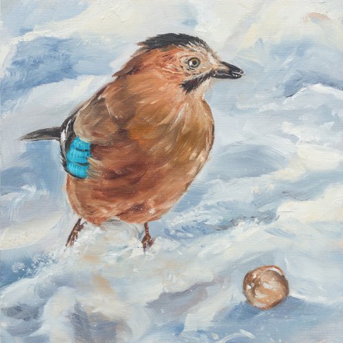 林間の鳥」 手描き 油絵 風景画 原画 油彩画 美術品