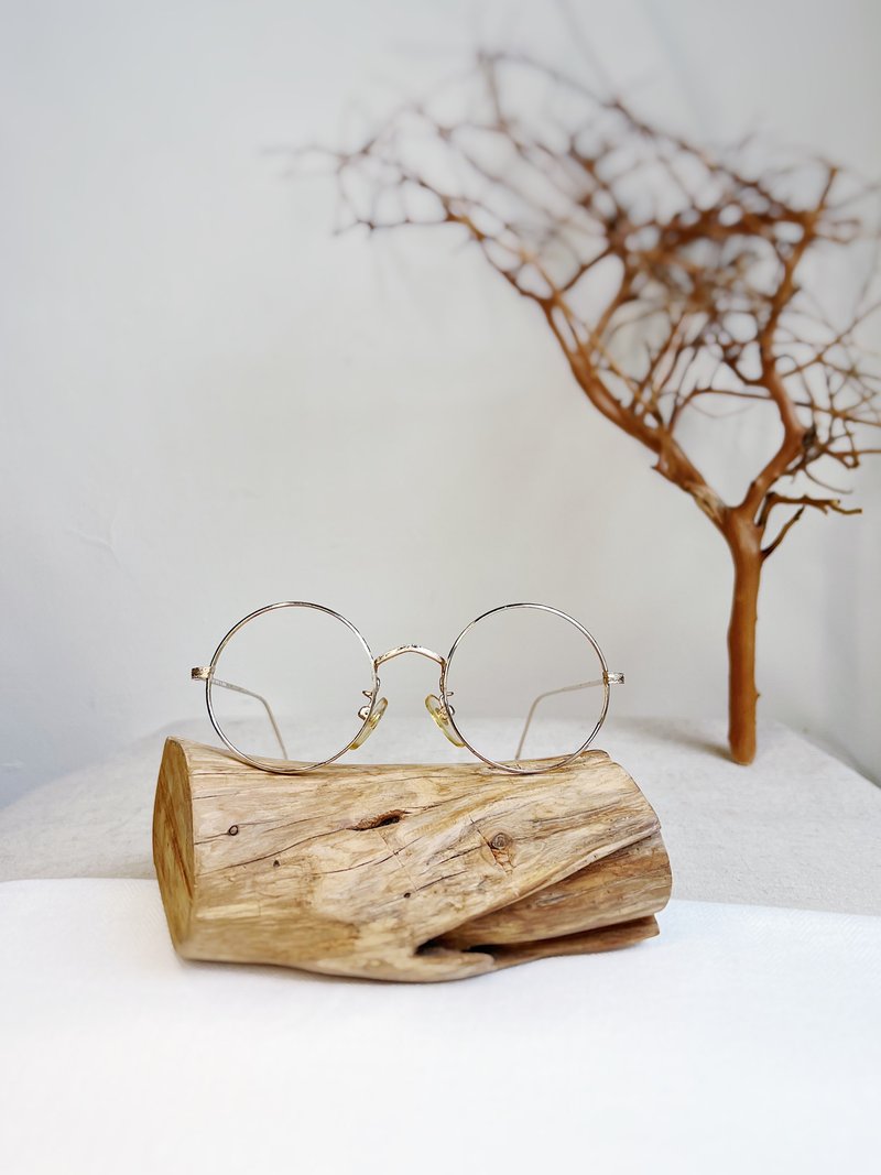 低調華麗 金絲雕花 正圓框 鏡框 眼鏡 古董額縁 めがね /glasses - 眼鏡/鏡框 - 其他金屬 金色