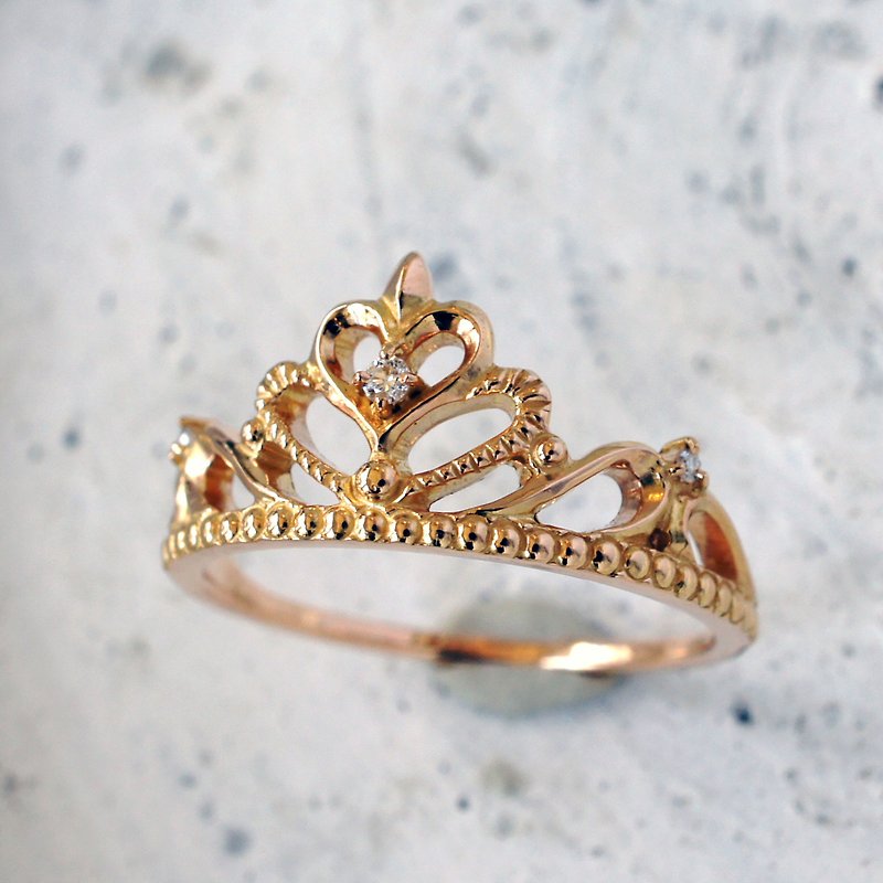 Tiara Ring (Heart / K18PG) - แหวนทั่วไป - โลหะ สีทอง
