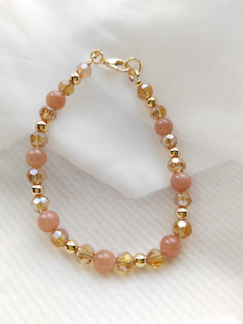 : Orange gold sunstone bracelet - Bracelets - Stone Orange