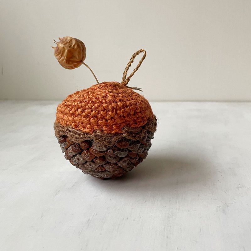 Tangerine hanging fruit woven flower vase/dried flowers/pine cones/with handmade packaging - เซรามิก - พืช/ดอกไม้ สีส้ม