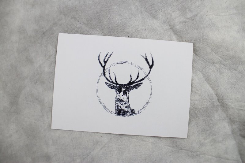 Handmade silk-printed postcards-like a deer admiring the stream - Cards & Postcards - Paper Multicolor