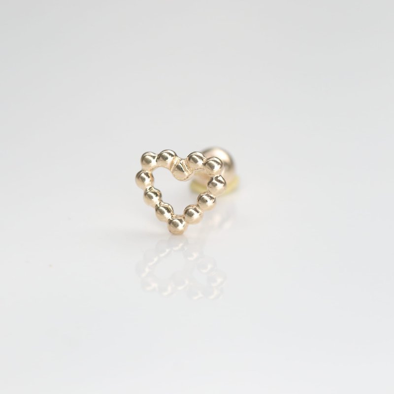 14K Bead Love Lock Bead Earrings (Single) - Earrings & Clip-ons - Precious Metals Gold