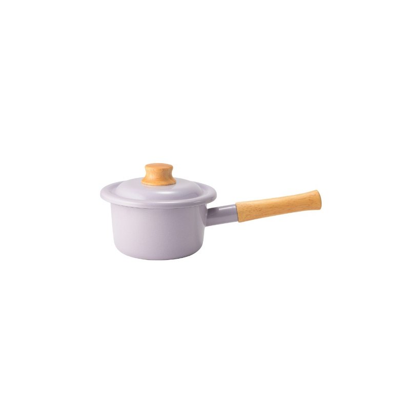 日本FUJIHORO Cotton Plus 系列 單柄附蓋琺瑯牛奶鍋 14cm 千黛紫 - 廚具 - 琺瑯 紫色