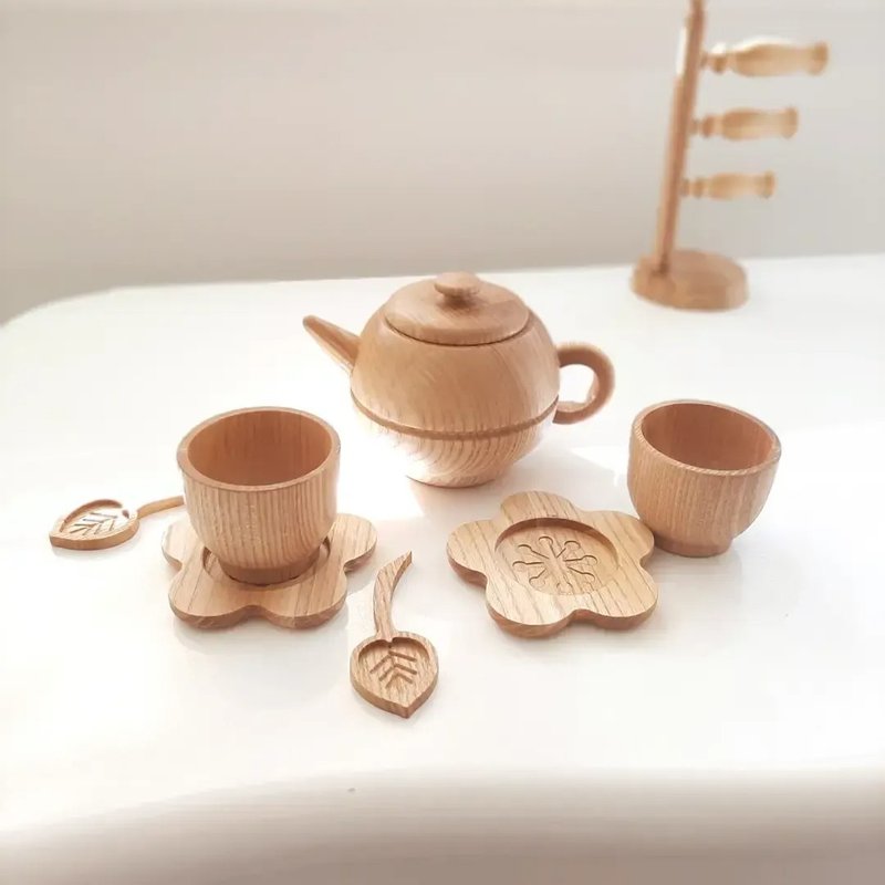 Lemi Toys 花朵茶壺組 - 寶寶/兒童玩具/玩偶 - 木頭 咖啡色