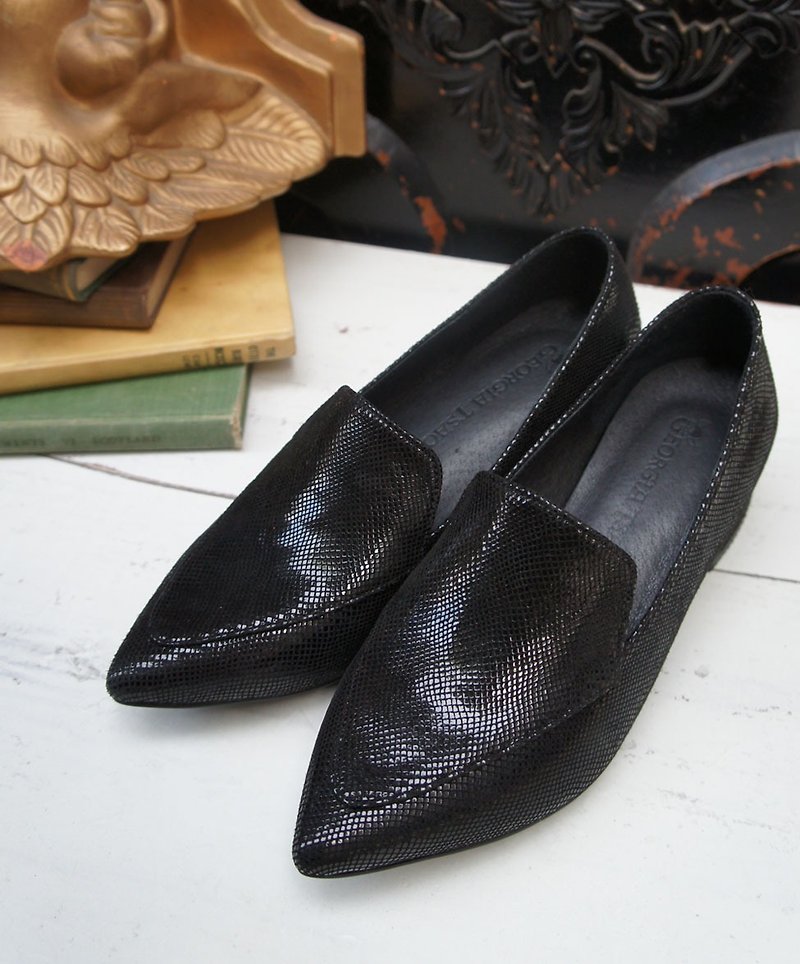 GT handsome tip loafers - handsome black (spot) - รองเท้าลำลองผู้หญิง - หนังแท้ สีดำ