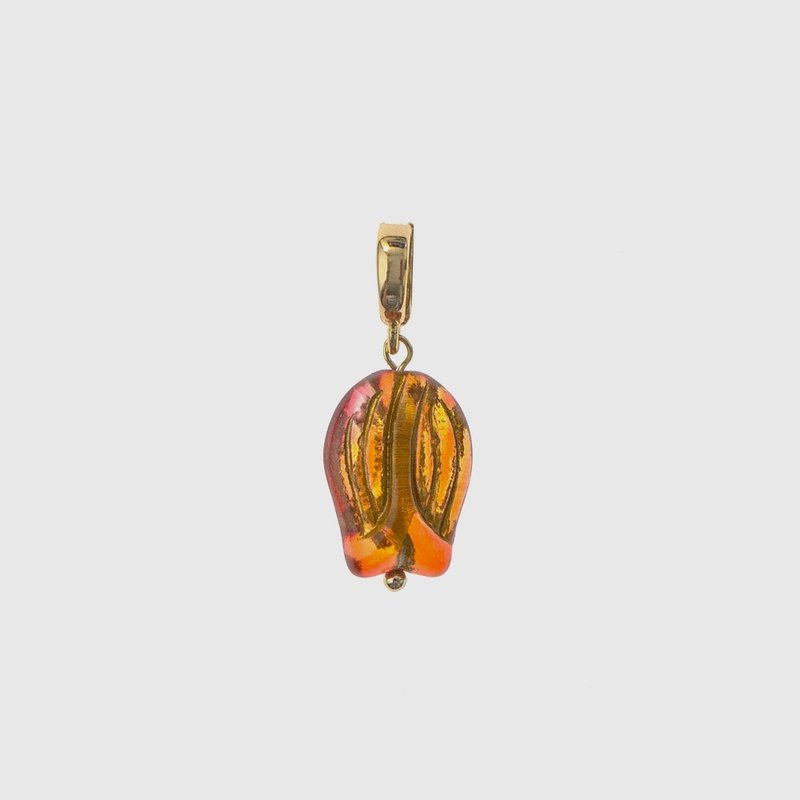 Pendant Necklace | Wondrous Orange Tulip - Necklaces - Other Materials Orange